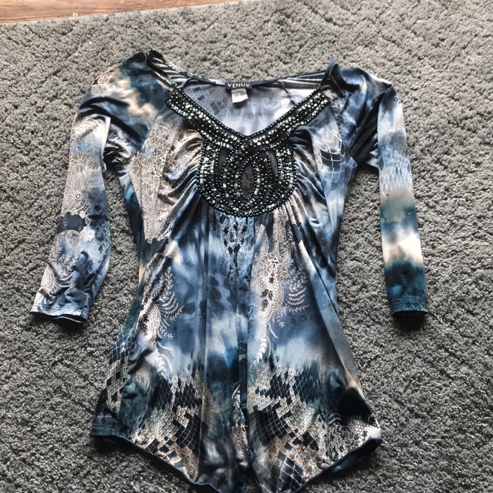 Embellished long sleeve top